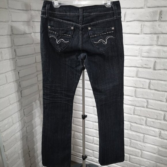 Candy Couture Ladies Size 9 Dark Wash Straight Legs Blue Jeans - Picture 2 of 14